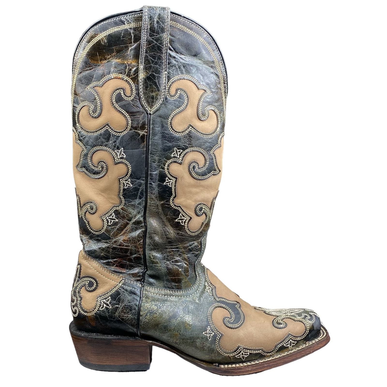 J.B. Dillon Womenâs Brown Distressed Western Cowgirl Boot Size 10 B